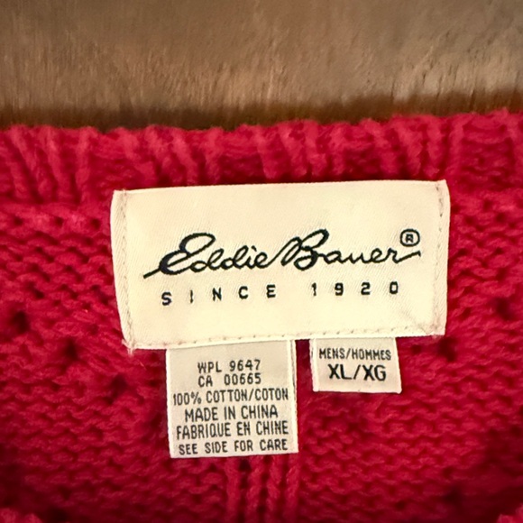 Eddie Bauer Red Cable Knit Crewneck Sweater - Picture 2 of 3
